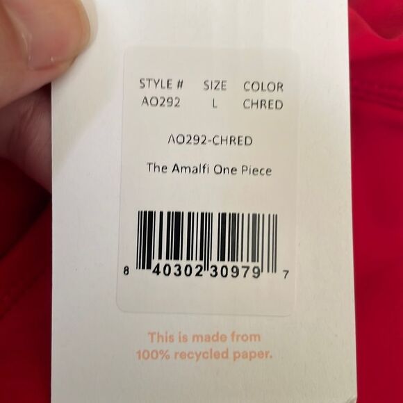 Andie The‎ Amalfi One Piece Swimsuit Red Cherry size L Large NWT minimalist - Picture 5 of 7